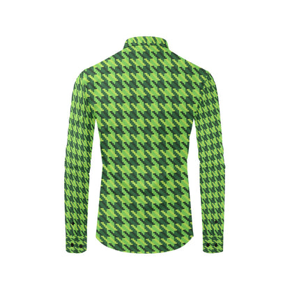 St Patricks Day Houndstooth Pattern Print LKS301 Men's Long Sleeve Dress Shirt