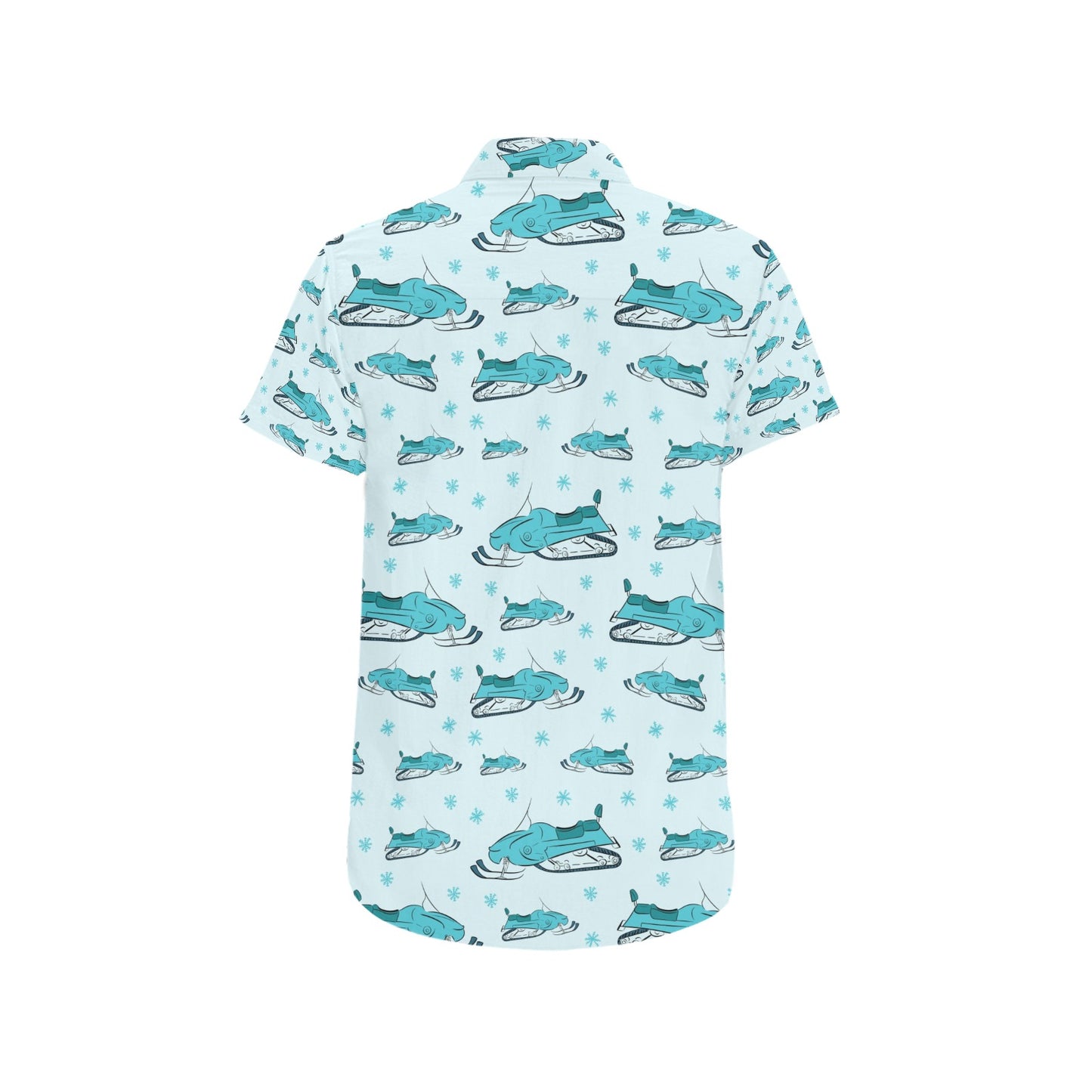 Snowmobile Print Design LKS301 Men Short Sleeve Button Up Shirt