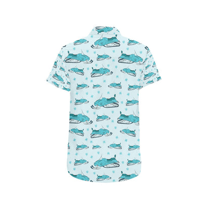 Snowmobile Print Design LKS301 Men Short Sleeve Button Up Shirt