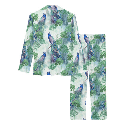 Peacock Pattern Print Design A02 Women's Long Pajama Set