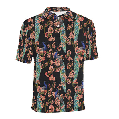 Peacock Pattern Print Design A01 Men Polo Shirt