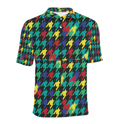 Houndstooth Colorful Pattern Print Design 02 Men Polo Shirt