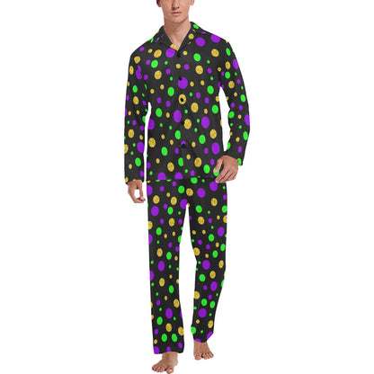 Mardi Gras Pattern Print Design 07 Men's Long Pajama Set