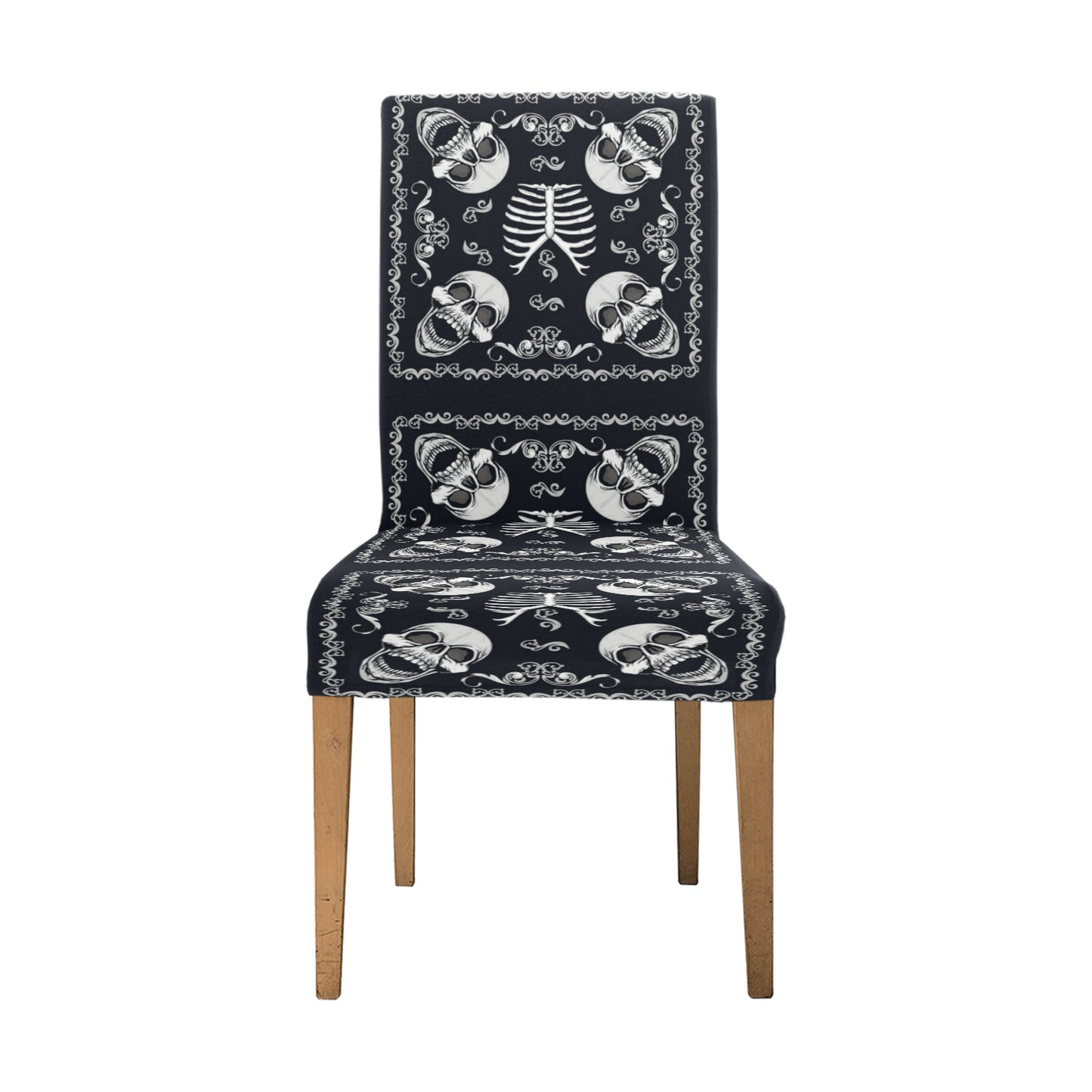 Bandana Skull Black White Print Design LKS306 Dining Chair Slipcover