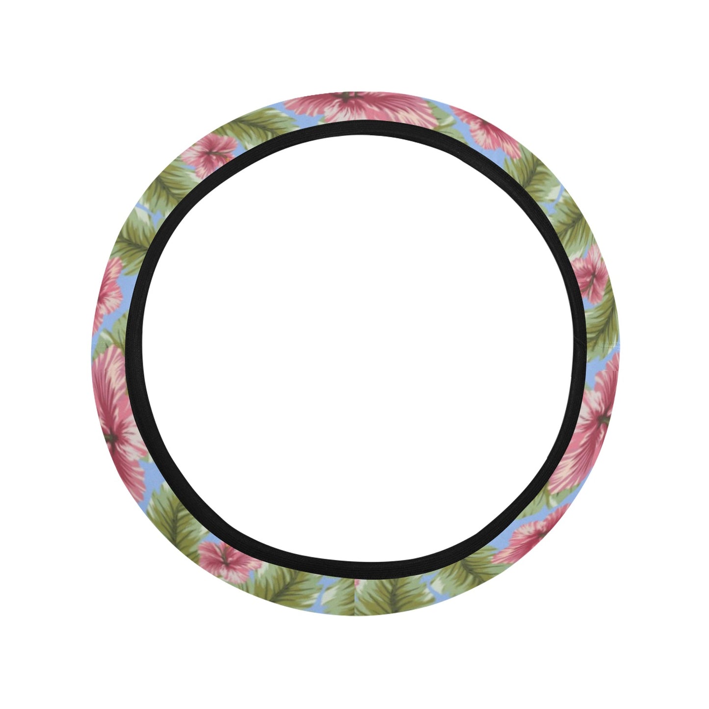 Tropical Flower Print Design LKS301 Steering Wheel Cover with Elastic Edge