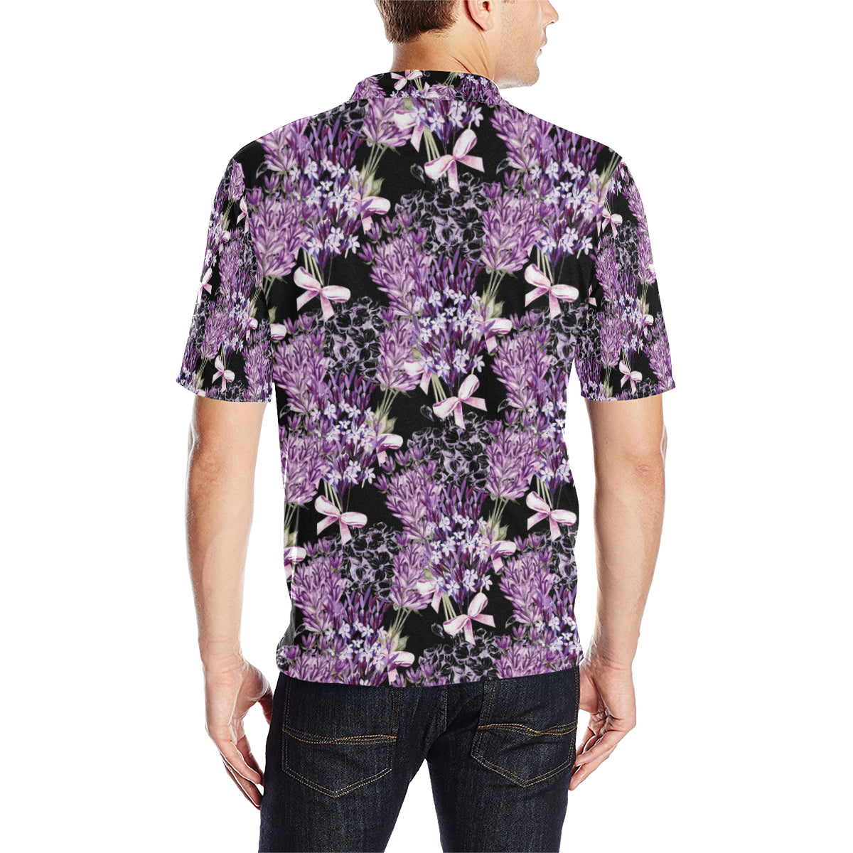 Lavender Pattern Print Design LV06 Men Polo Shirt