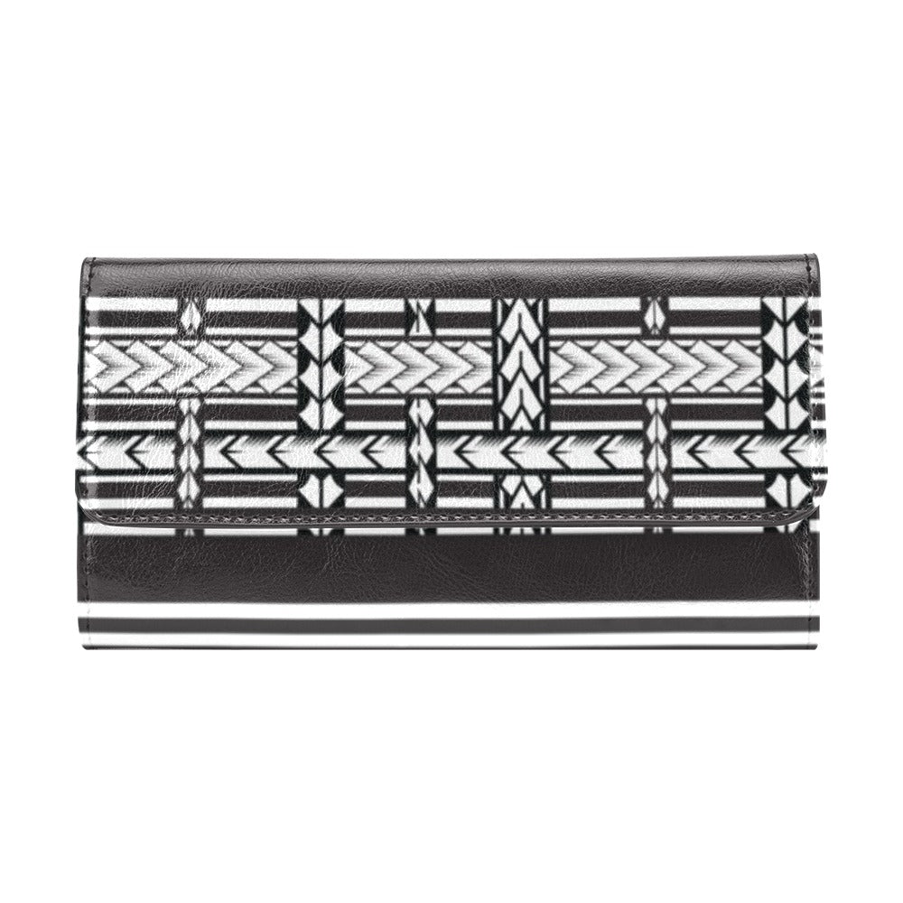 Samoan Tattoo Print Design LKS304 Women's Trifold Wallet