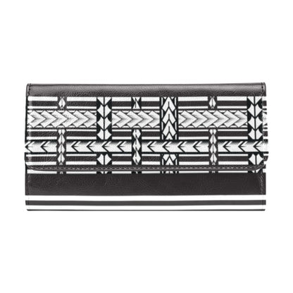 Samoan Tattoo Print Design LKS304 Women's Trifold Wallet