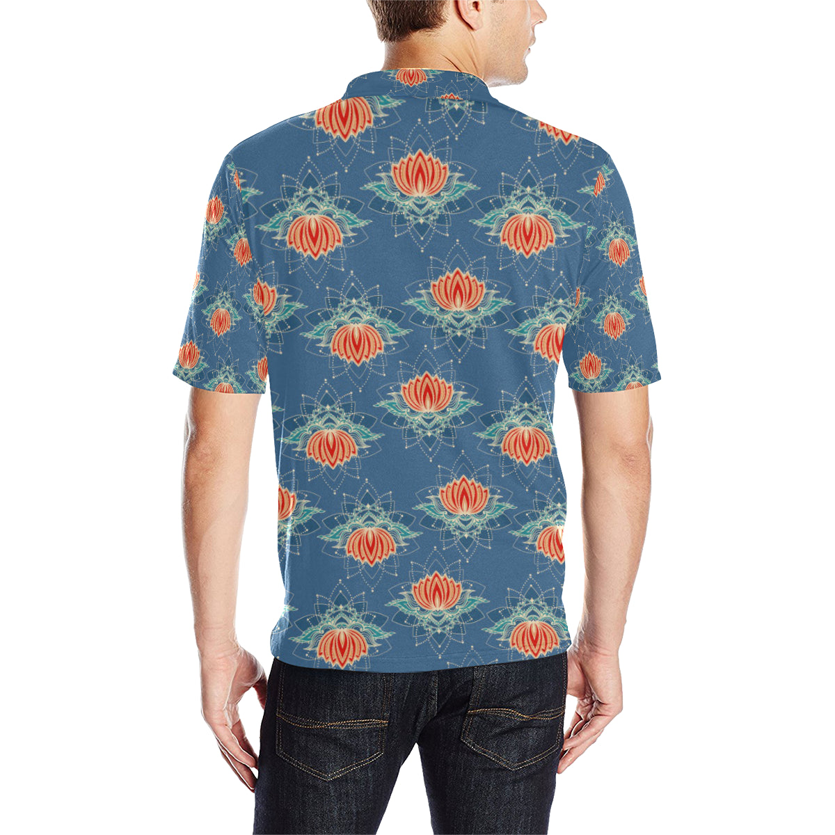 lotus Boho Pattern Print Design LO07 Men Polo Shirt