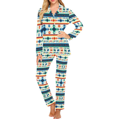 Aztec Pattern Print Design 02 Women's Long Pajama Set