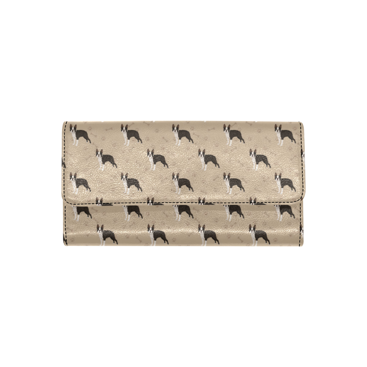 Boston Terrier Pattern Print Design 02 Women's Trifold Wallet
