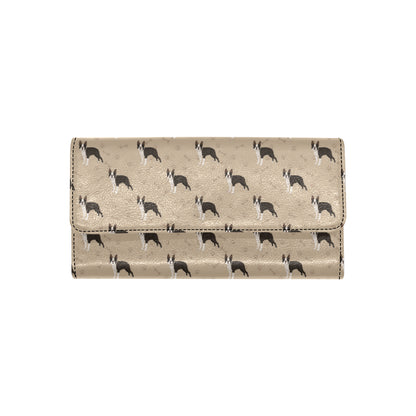 Boston Terrier Pattern Print Design 02 Women's Trifold Wallet