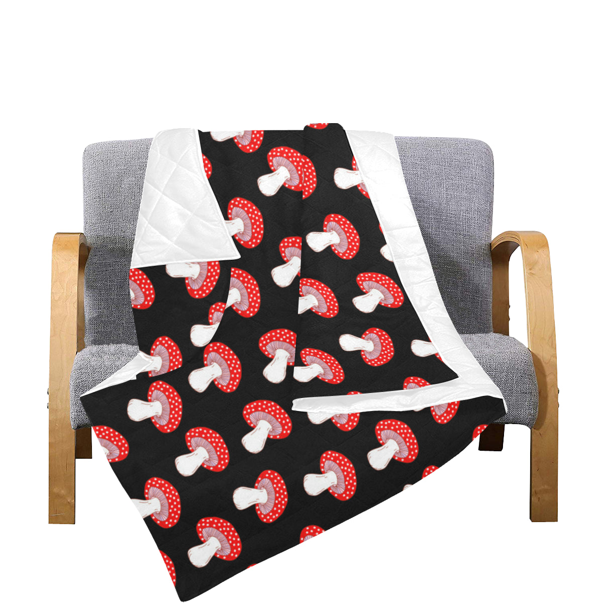 Mushroom Pattern Print Design A02 Premium Quilt