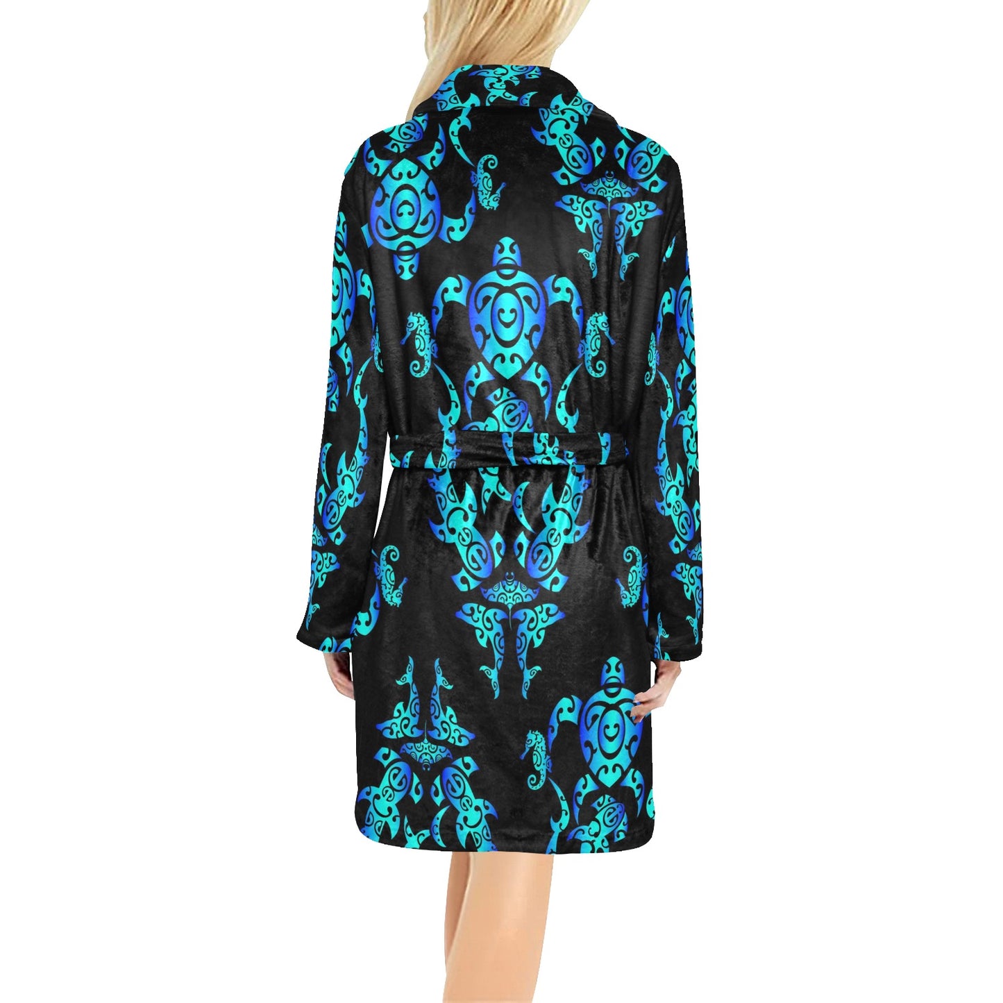 Sea turtle Polynesian Tribal Hawaiian Women's Fleece Robe