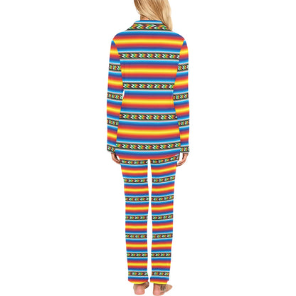 Mexican Blanket ZigZag Print Pattern Women's Long Pajama Set
