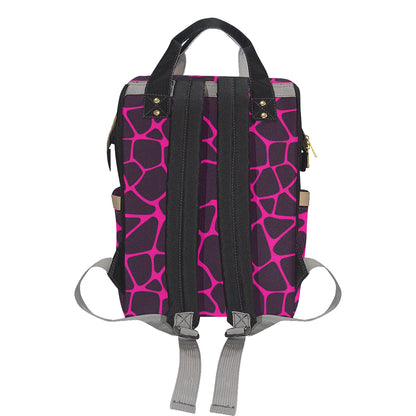 Giraffe Pink Background Texture Print Diaper Bag Backpack