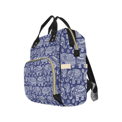 White Elephant Mandala Diaper Bag Backpack