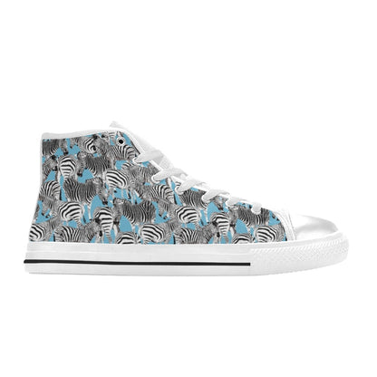 Zebra Print Design LKS305 Men's High Top Canvas Shoes