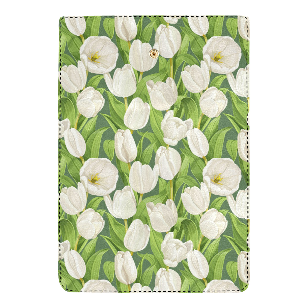 Tulip White Pattern Print Design TP05 Women's Trifold Wallet