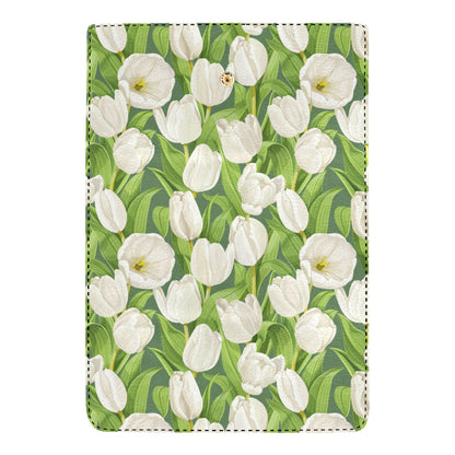 Tulip White Pattern Print Design TP05 Women's Trifold Wallet