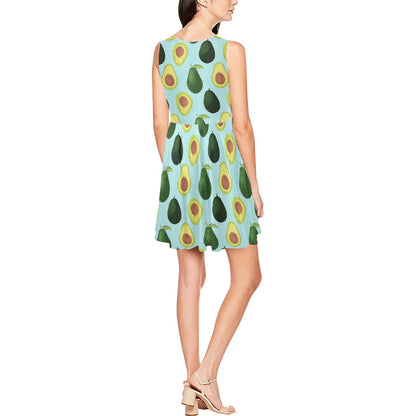 Avocado Pattern Print Design 04 Sleeveless Dress