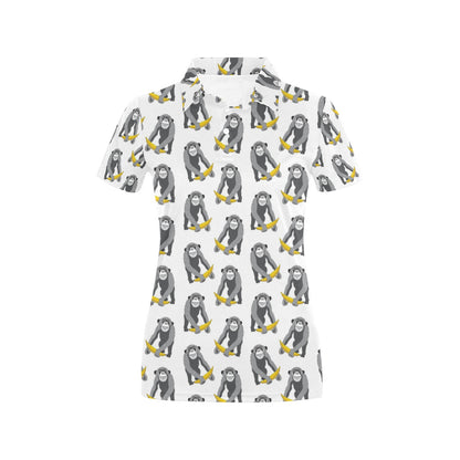 Chimpanzee Pattern Print Design 05 Women's Polo Shirt