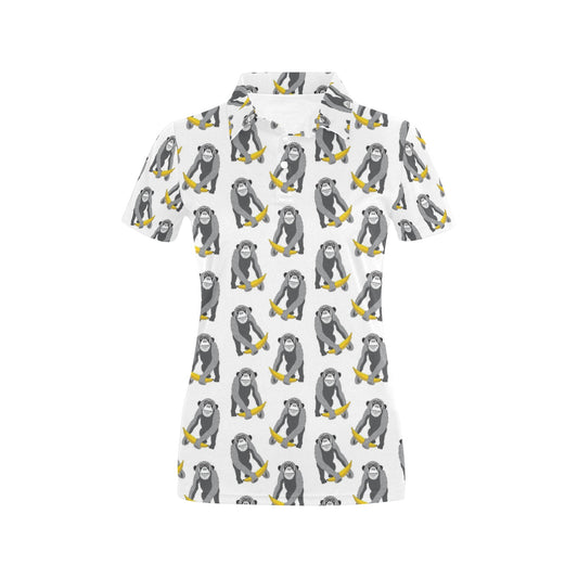Chimpanzee Pattern Print Design 05 Women's Polo Shirt