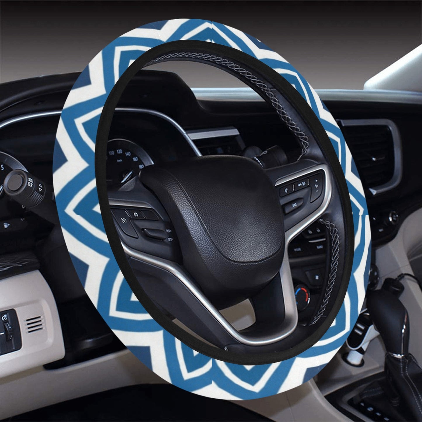 Chevron Print Design LKS403 Steering Wheel Cover with Elastic Edge
