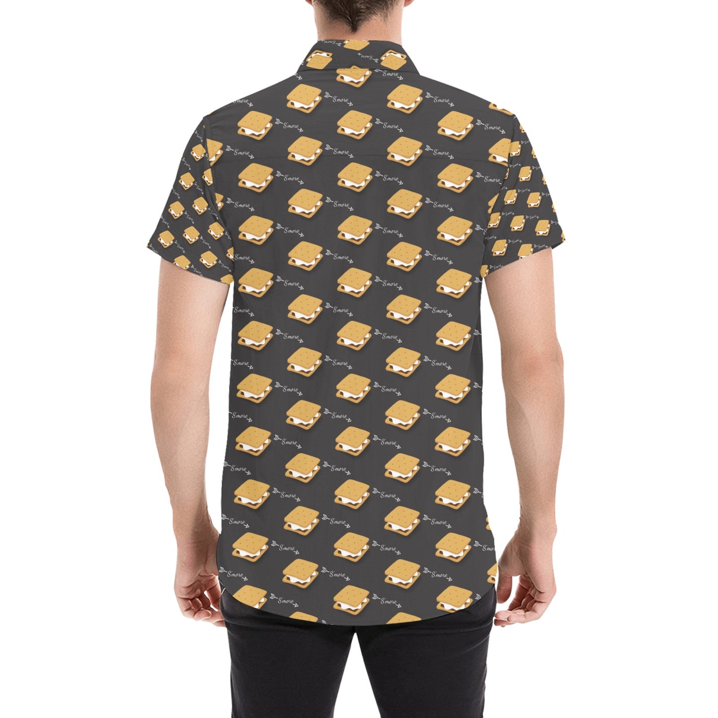 S_Mores Print Design LKS301 Men Short Sleeve Button Up Shirt