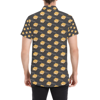 S_Mores Print Design LKS301 Men Short Sleeve Button Up Shirt