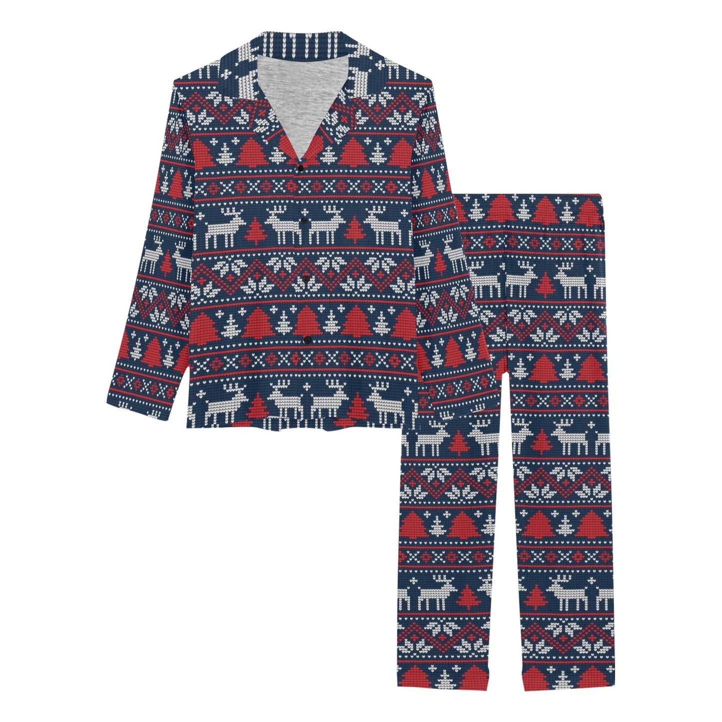 Reindeer Print Design LKS405 Women's Long Pajama Set