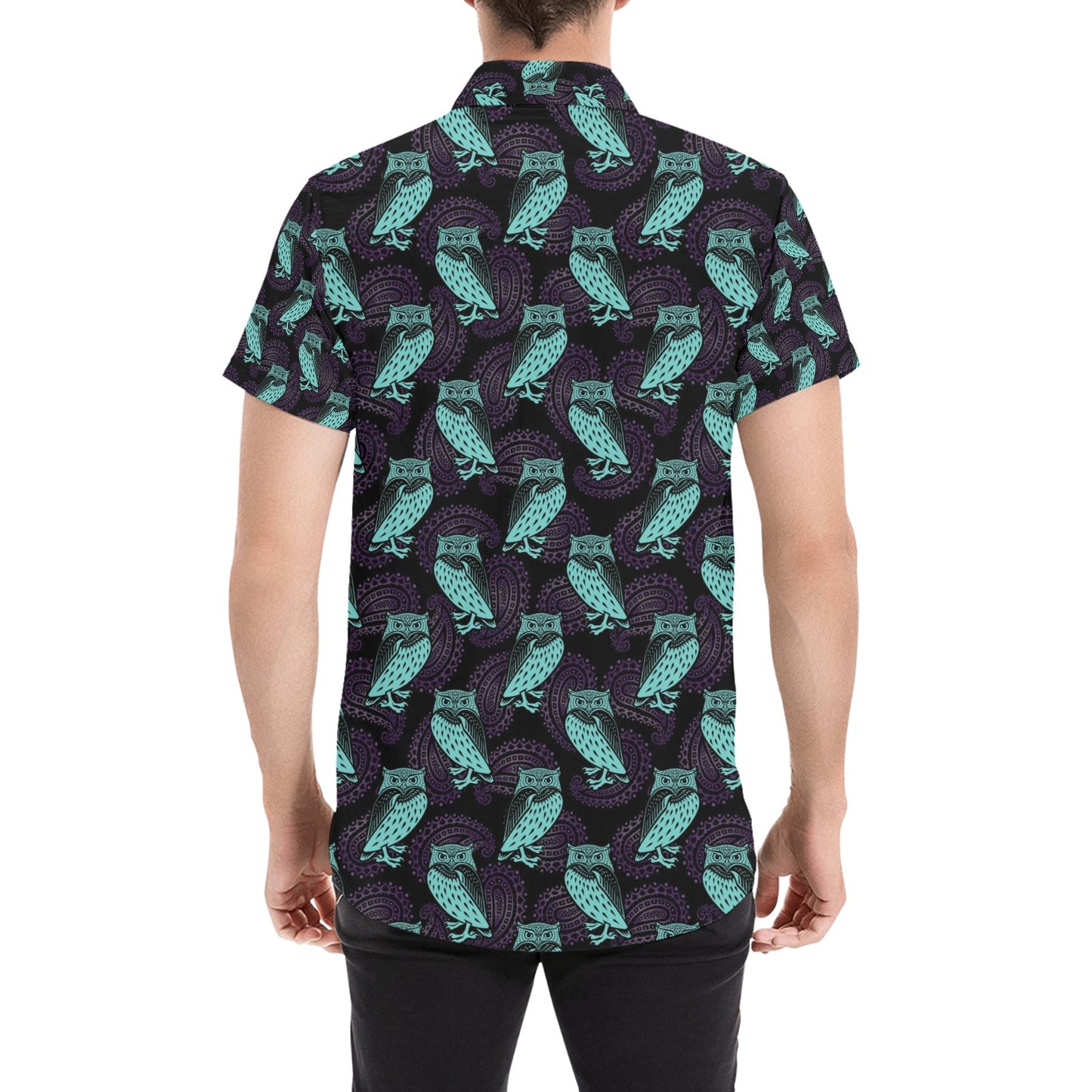 Tribal Pattern Print Design LKS3010 Men Short Sleeve Button Up Shirt