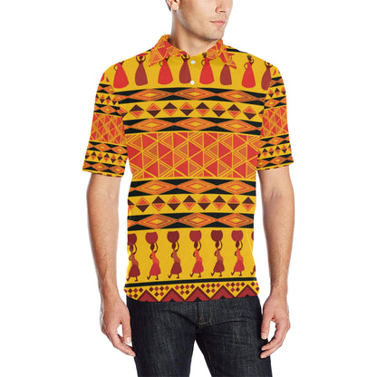 African Pattern Print Design 01 Men Polo Shirt