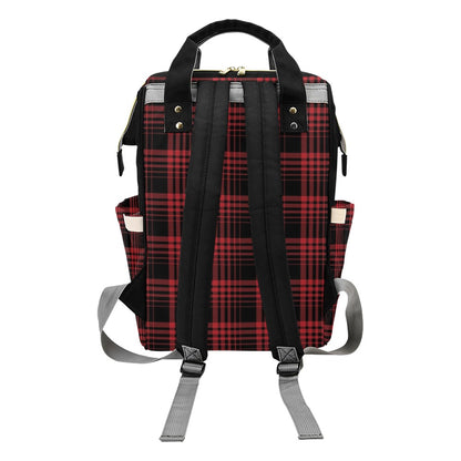 Tartan Red Black Print Design LKS303 Diaper Bag Backpack