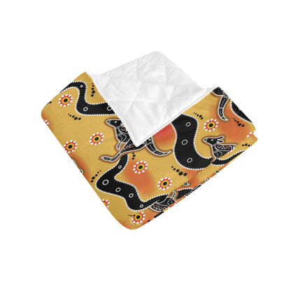 Kangaroos Aboriginal  Pattern Print Design 06 Premium Quilt