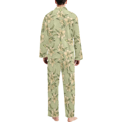 Lily Pattern Print Design LY06 Men's Long Pajama Set