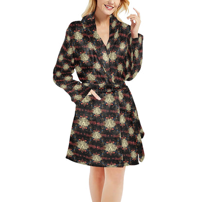 Zodiac Leo Pattern Design Print Women's Fleece Robe