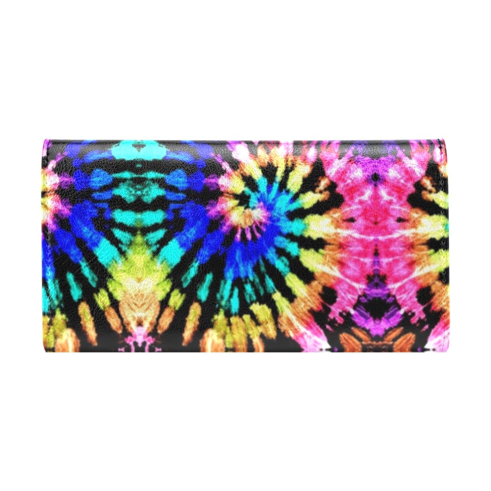 Tie Dye Rainbow Design Print Women's Trifold Wallet