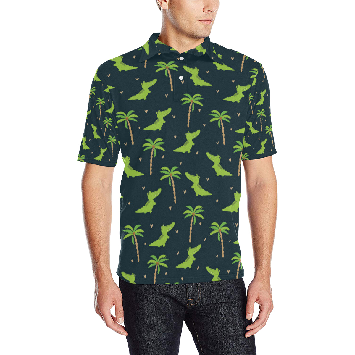 Alligator Pattern Print Design 02 Men Polo Shirt
