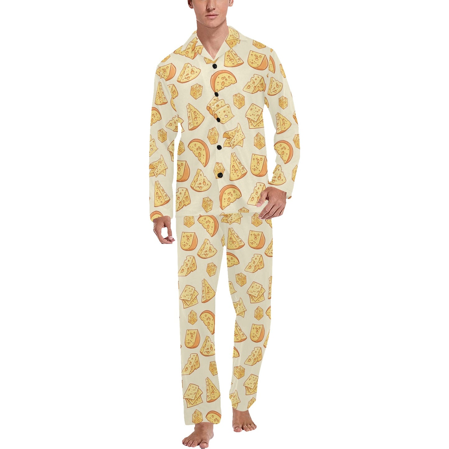 Cheese Pattern Print Design 01 Men's Long Pajama Set