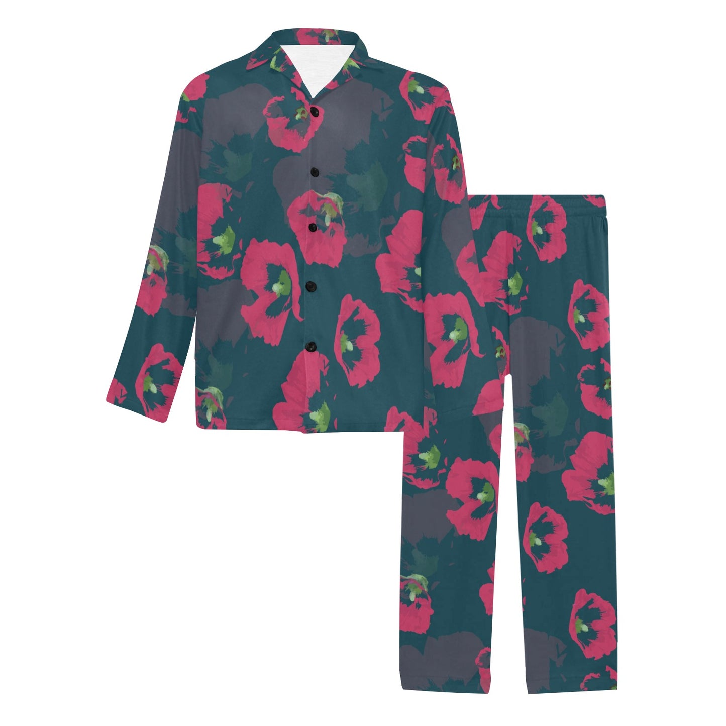 Morning Glory Pattern Print Design 01 Men's Long Pajama Set