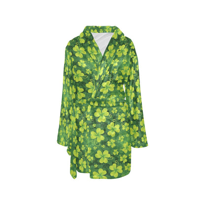 Shamrock Clover Print Women's Fleece Robe