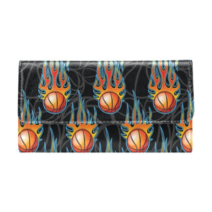 Basketball Fire Print Pattern Women's Trifold Wallet
