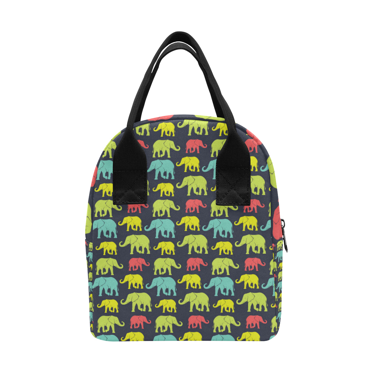 Elephant Neon Color Print Pattern Insulated Lunch Bag