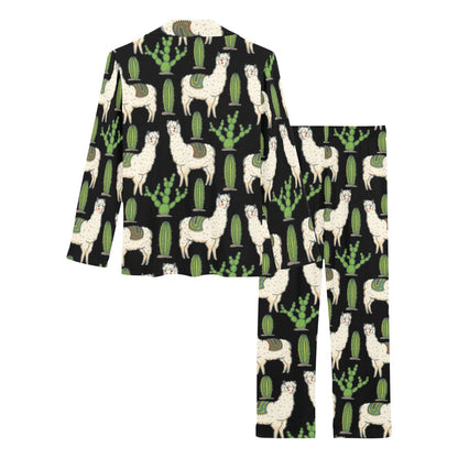 Llama Cactus Pattern Print Design 011 Women's Long Pajama Set