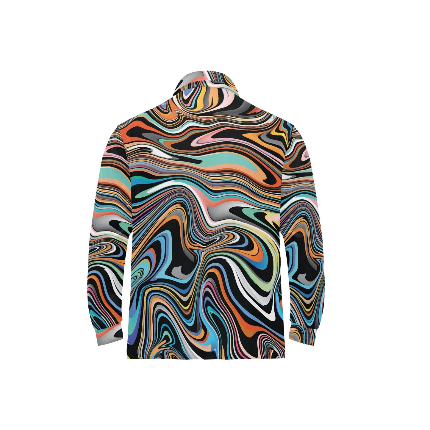 Liquid Pattern Print Design 02 Long Sleeve Polo Shirt For Men's