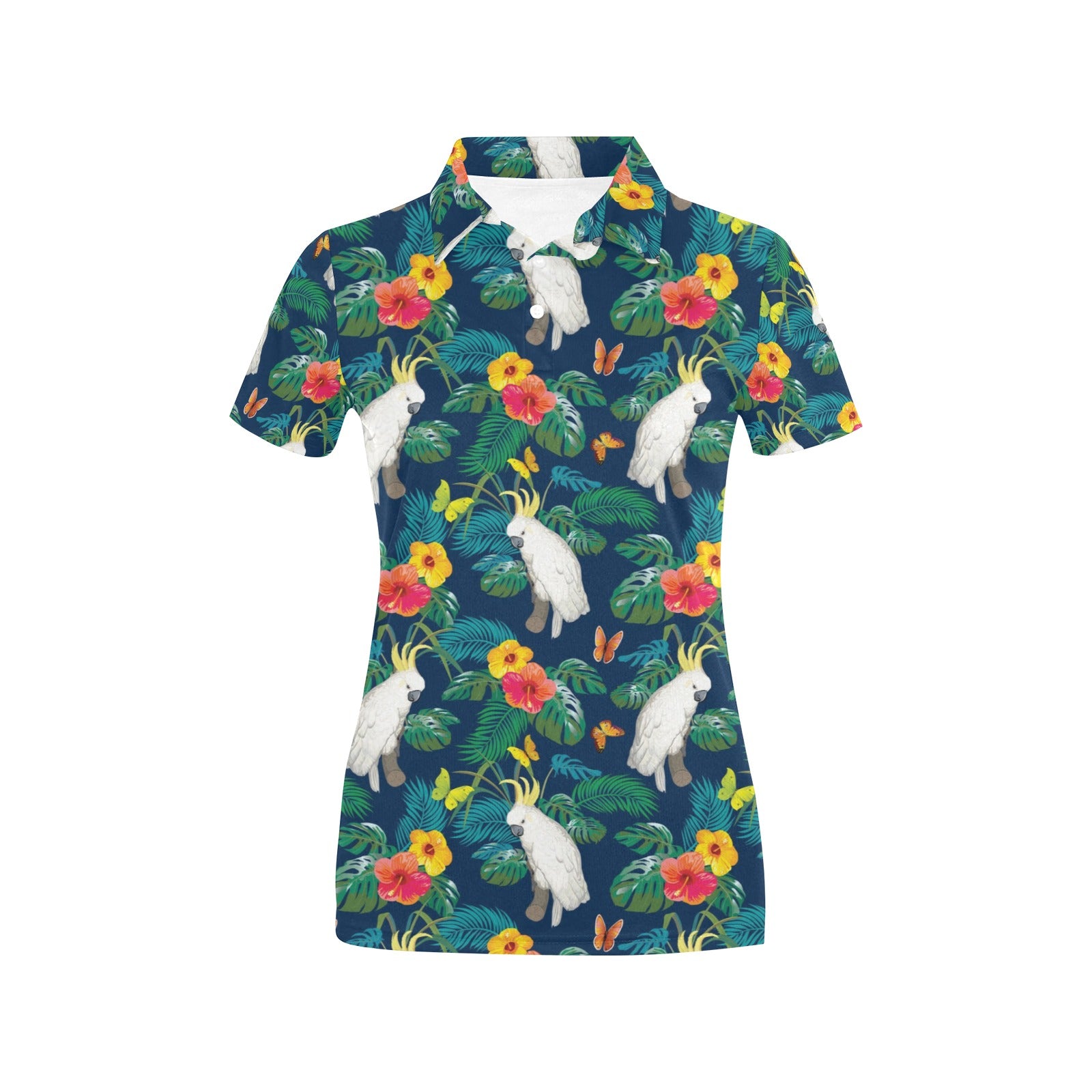 Cockatoo Tropical Pattern Print Design 02 Women's Polo Shirt