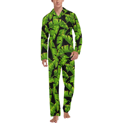 Banana Leaf Pattern Print Design BL06 Men's Long Pajama Set