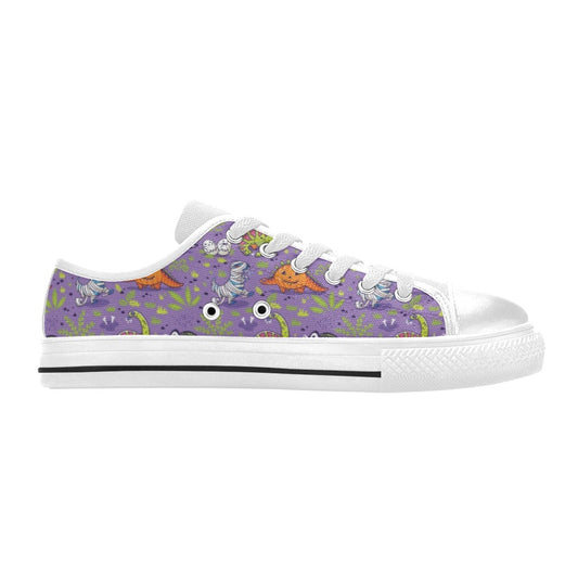 Zombie Dinosaur Print Design LKS302 Women's White Low Top Shoes