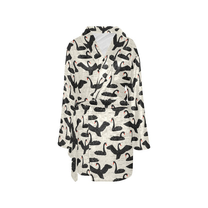 Swan Print Design LKS402 Women's Fleece Robe